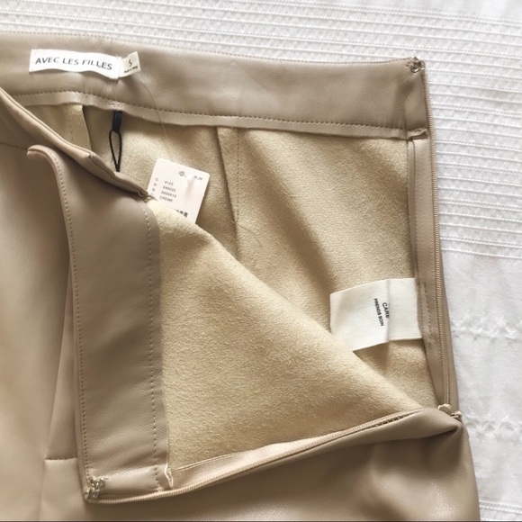 NWT ANTHROPOLOGIE AVEC LES FILLES BEIGE FAUX LEATHER HIGH RISE SKINNY PANTS - S - Picture 8 of 14